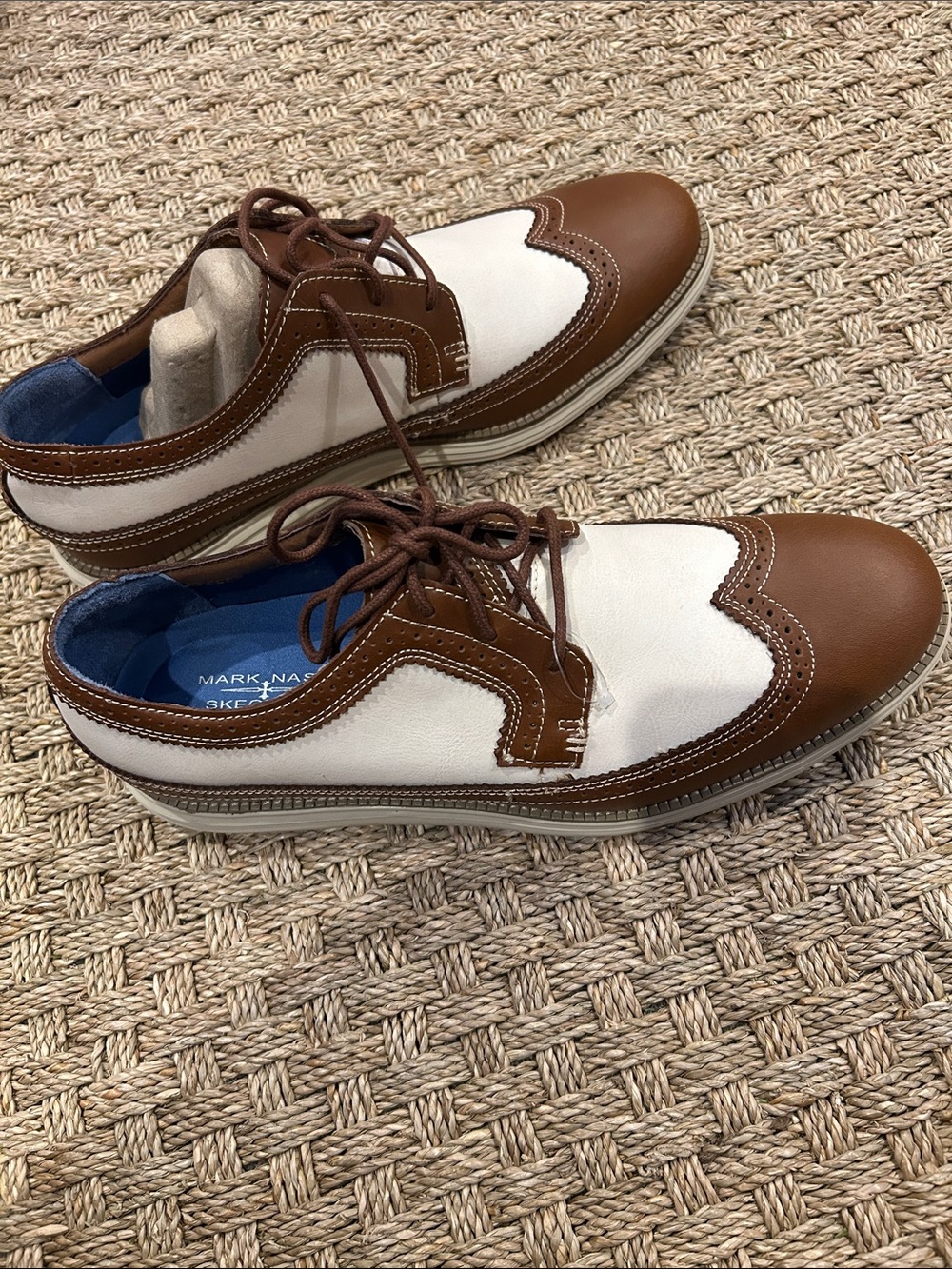 Mark Nason Brown and White Two-Tone Wingtip Derby